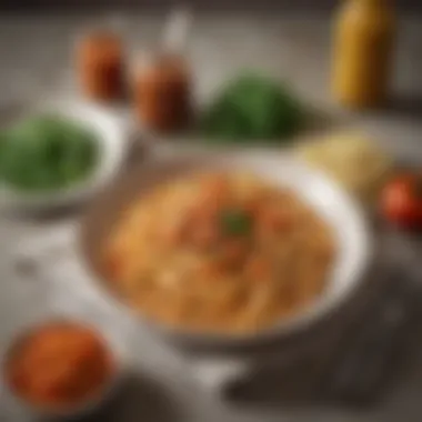 Chickpea Penne Paired with a Savory Tomato Sauce Chickpea penne pasta alongside a rich tomato sauce