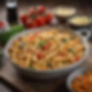 Chickpea Penne with Garden Fresh Vegetables A bowl of chickpea penne with fresh vegetables