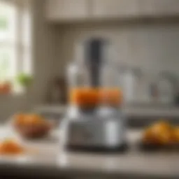 A sleek modern food processor on a kitchen countertop