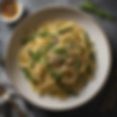 A Beautifully Plated Asparagus Pasta Dish Vibrant asparagus pasta dish beautifully plated