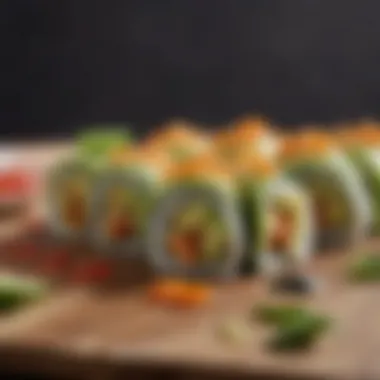 Artful Avocado Sushi Rolls Artful avocado sushi rolls with stylish garnishes