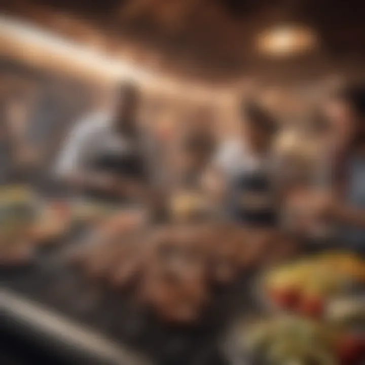 A bustling BBQ joint filled with patrons enjoying their meals.