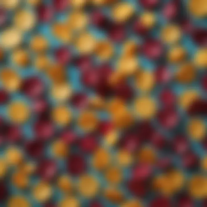 An assortment of colorful sweet chips arranged artistically