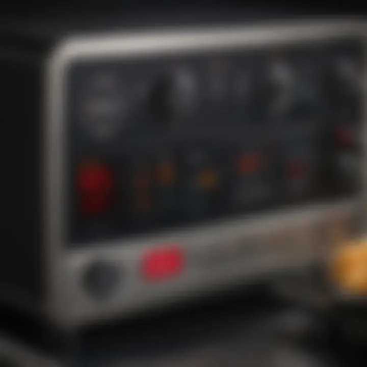 A close-up of the control panel of an air fryer toaster oven, emphasizing user-friendly features.