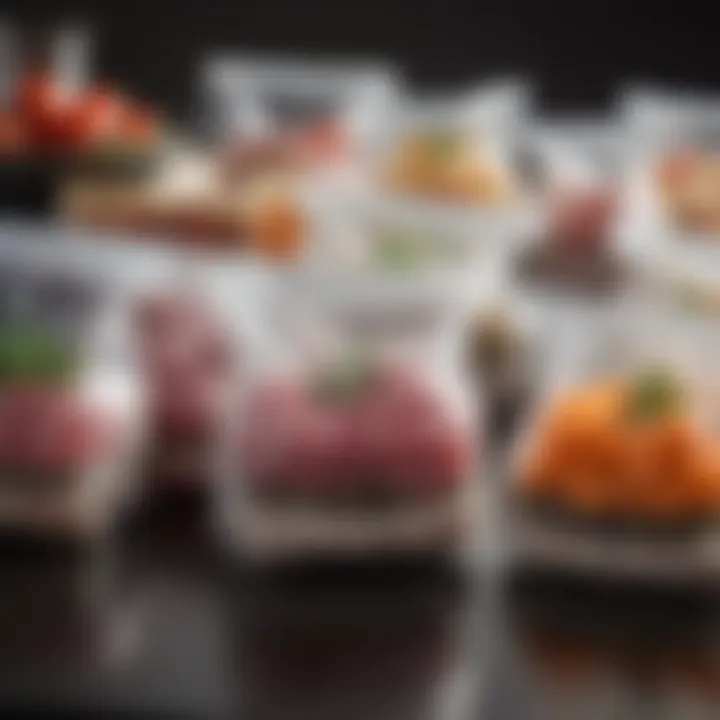 A close-up of sous vide bags filled with fresh ingredients