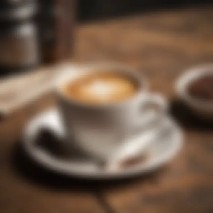 Coffee cup filled with velvety smooth espresso against a rustic backdrop