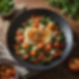 A beautifully plated dish featuring seasonal vegetables and herbs.