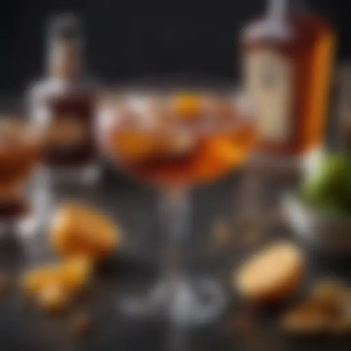 Artfully arranged ingredients for a cocktail