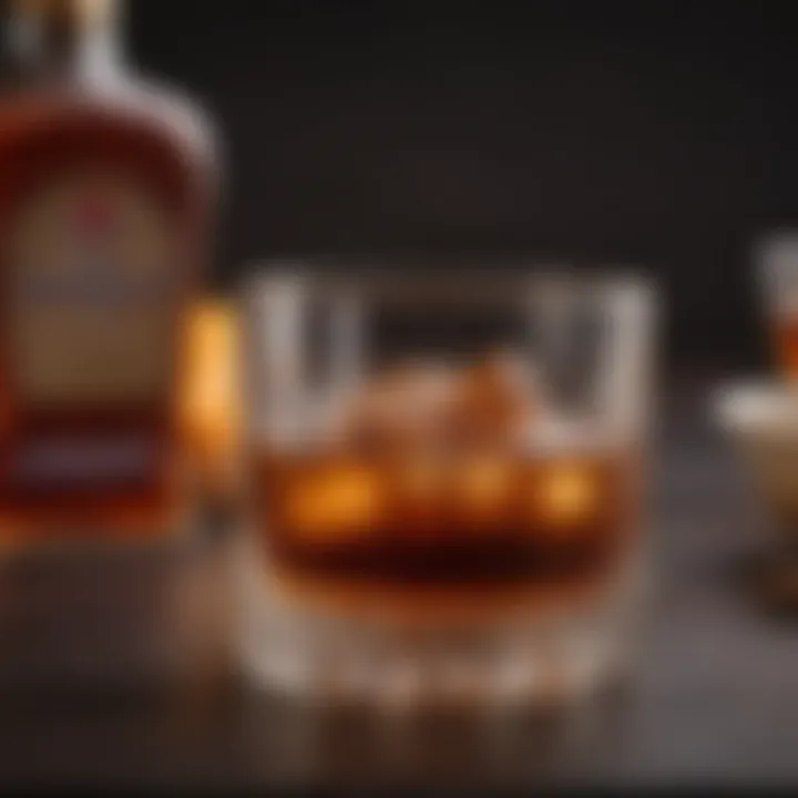 Stylish glassware showcasing a rich whiskey drink
