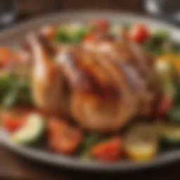 A vibrant plate of grilled chicken with fresh vegetables