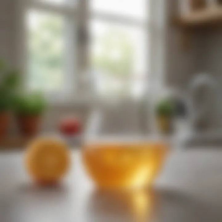 Close-up view of a plastic pitcher in a sustainable kitchen setting