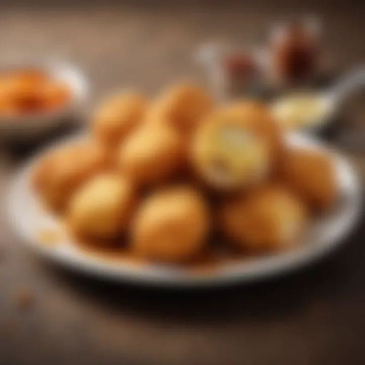 Delicious cheese-filled chicken nuggets plated elegantly with dipping sauces