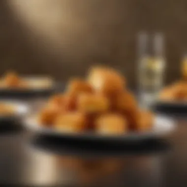 Cheese-filled chicken nuggets served in a modern dining setting