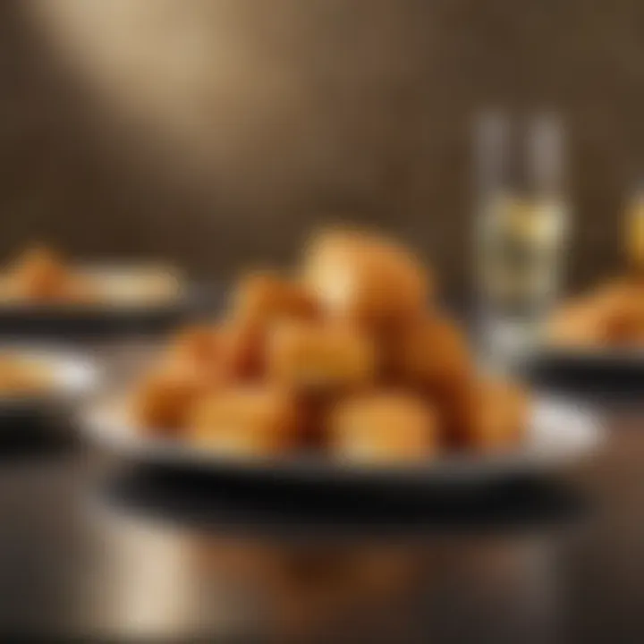 Cheese-filled chicken nuggets served in a modern dining setting