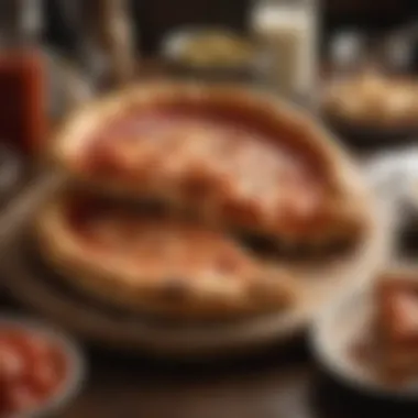 The Iconic Deep-Dish Pizza An elegantly plated dish representing Chicago's iconic deep-dish pizza.