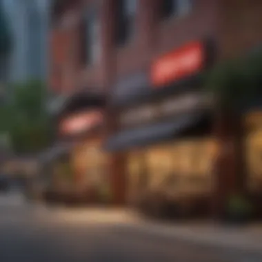 Chicago's Thriving Dining Districts A vibrant street view of a popular Chicago dining district showcasing a mix of classic and modern restaurants.
