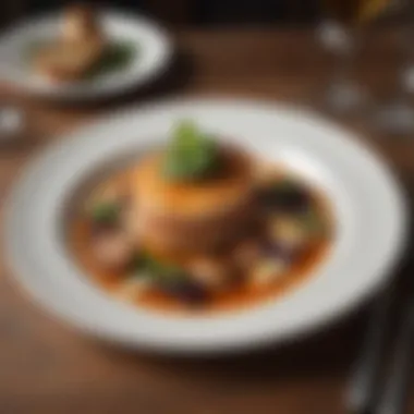 Innovative Culinary Creations A close-up of a beautifully arranged plate of innovative cuisine from a trendy Chicago eatery.