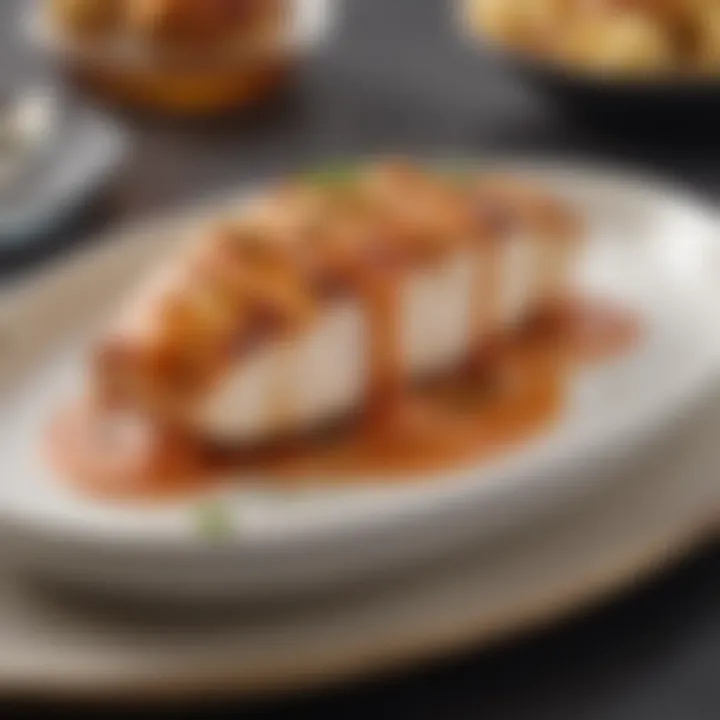 Elegant presentation of chicken breast with a gourmet sauce