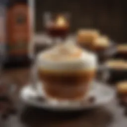A rich cup of coffee adorned with whiskey-infused foam