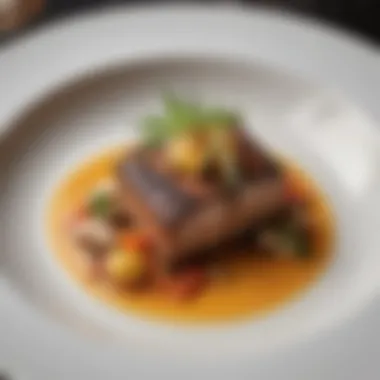 Gourmet Cuisine in Lake Tahoe Exquisite plating of a gourmet dish from a Lake Tahoe dining establishment