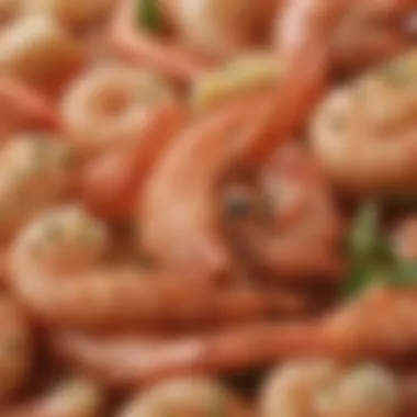 Close-up of shrimp highlighting fresh ingredients and garnishing