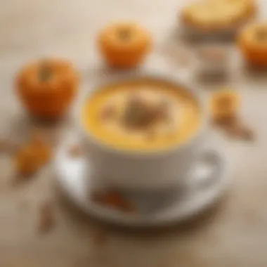 A bowl of seasonal butternut squash soup, elegantly garnished with a swirl of cream and toasted pumpkin seeds