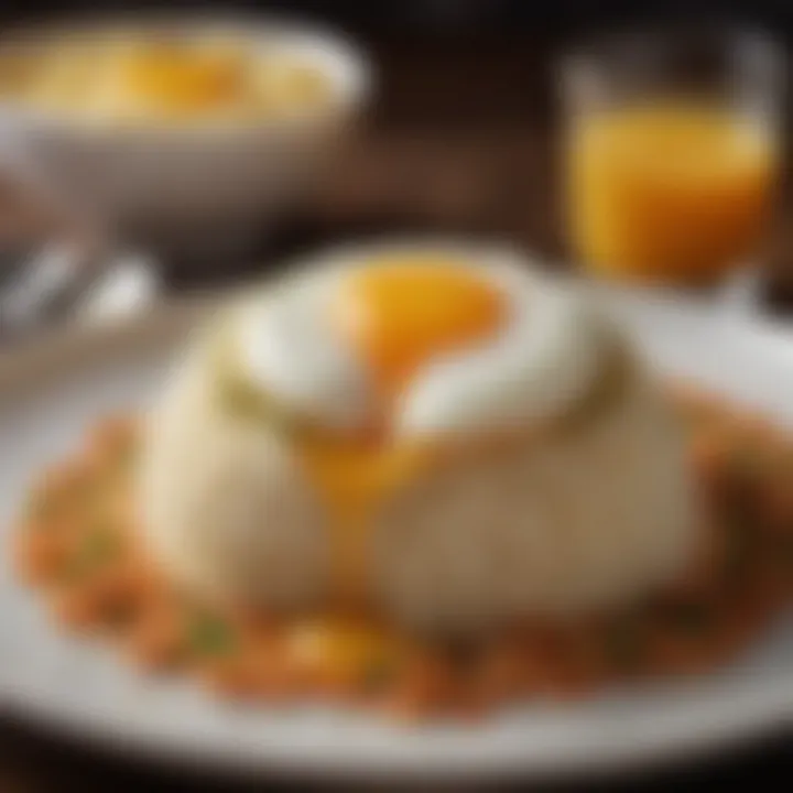 An elegant presentation of a gourmet rice and egg dish