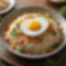 A vibrant rice and egg dish with fresh herbs