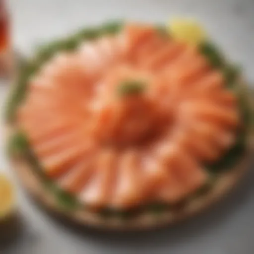 Elegant smoked salmon platter with garnishes