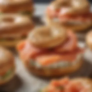 Artfully arranged smoked salmon on a gourmet bagel