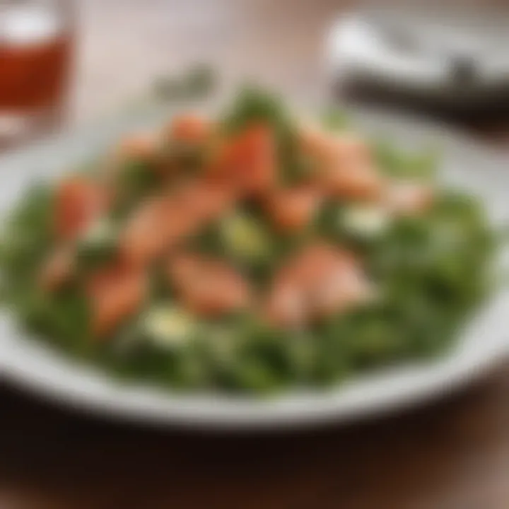 Smoked salmon salad featuring fresh greens and herbs
