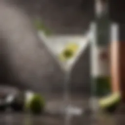 Classic gin martini served with an olive