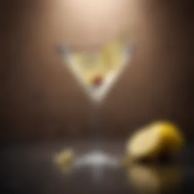 Elegant martini glass with a twist of lemon