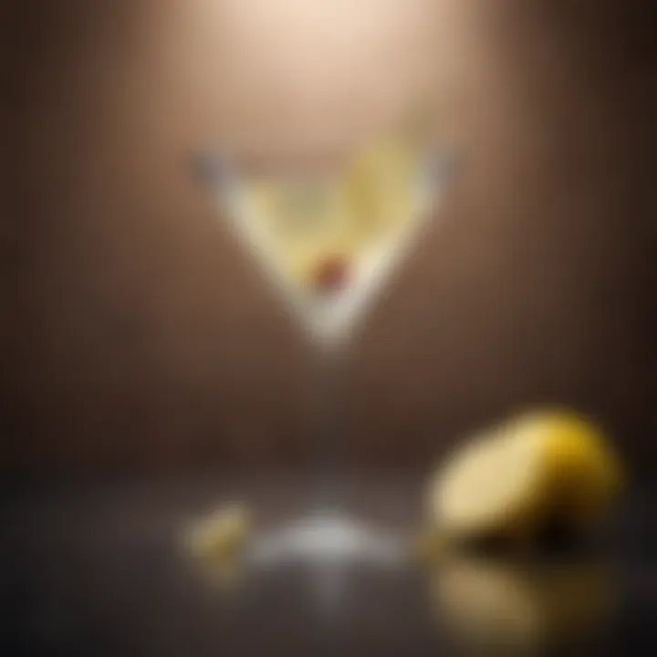 Elegant martini glass with a twist of lemon