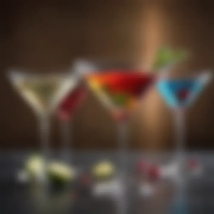 Vibrant and colorful modern martini variations