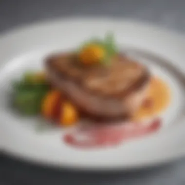 Sous vide pork chop with vibrant garnishes