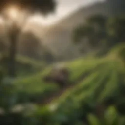 A scenic coffee farm showcasing sustainable cultivation practices