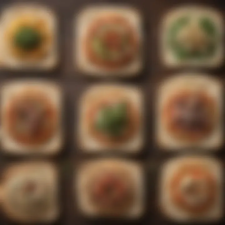 Nutritional breakdown of various flatbread types on a wooden table