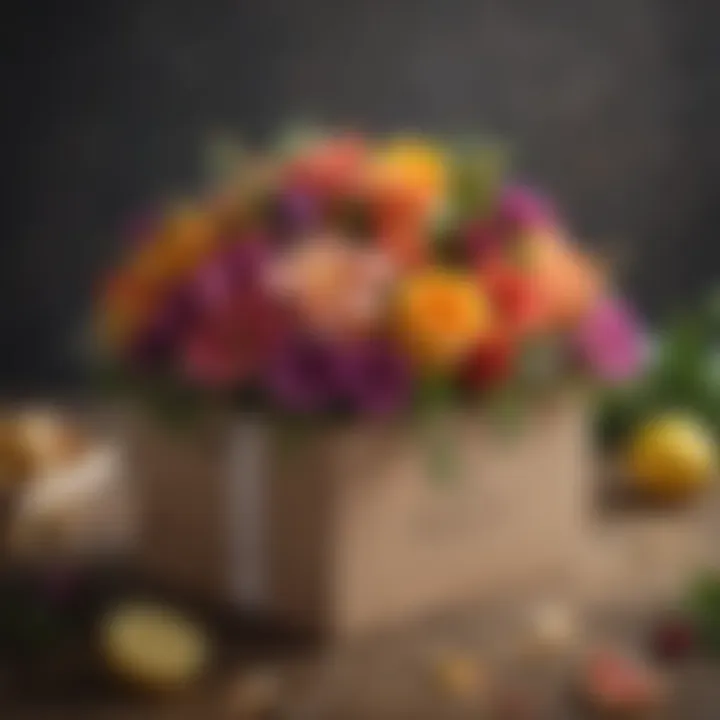 A gift box filled with fresh flowers ready for delivery