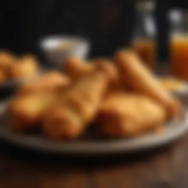 Golden fried chicken tenderloins served on a rustic plate