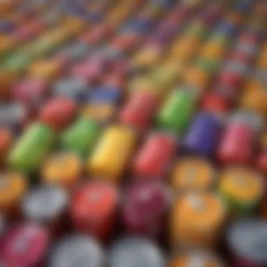 Diverse Flavors of Fruity Canned Drinks A vibrant assortment of fruity alcoholic beverages in cans showcasing diverse flavors.