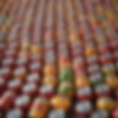 Sustainability in Fruity Canned Drinks An eco-friendly display of recyclable cans and natural ingredients used in fruity alcoholic beverages.