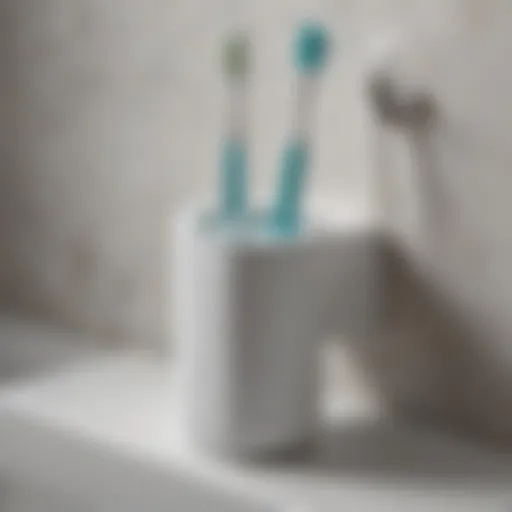 A minimalist full circle toothbrush holder showcasing its sleek design and functionality.