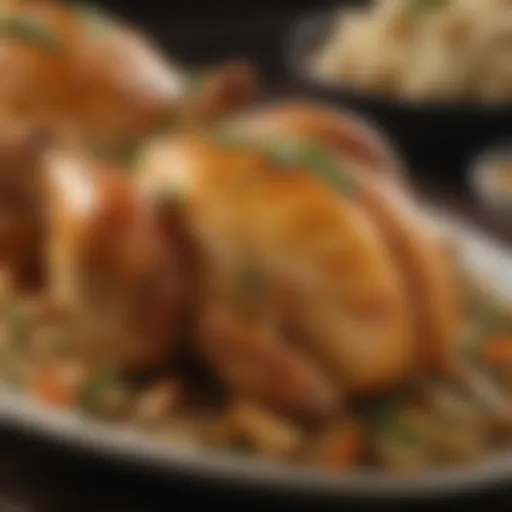 A close-up view of Garlic Chicken Grand Lux showcasing its rich flavors and textures