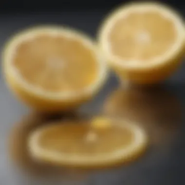 Healing Honey and Lemon Duo Honey drizzled over a slice of lemon, both known for their healing properties