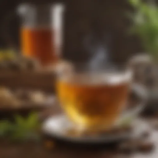 Warm herbal tea with soothing ingredients for throat relief