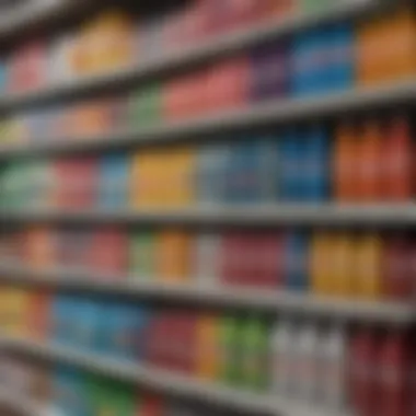 An array of low-calorie soda brands on a store shelf