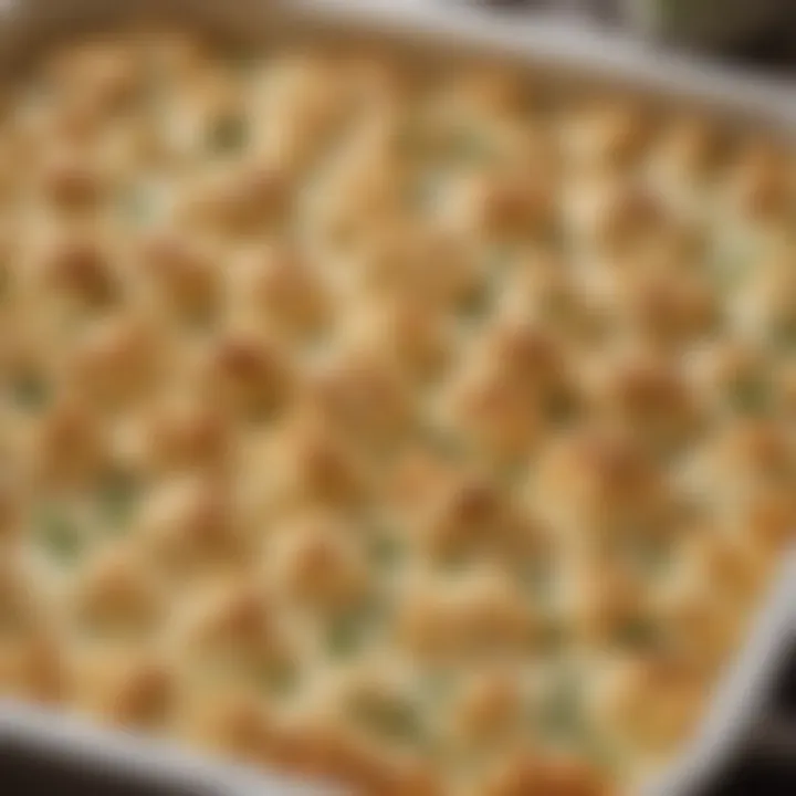 A close-up of the creamy texture of Hidden Valley Ranch Cauliflower Casserole, highlighting its richness.