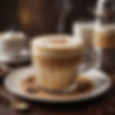 Luxurious Presentation of Frothy Coffee Luxurious coffee presentation with frothy milk