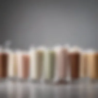 Various types of milk frothers arranged aesthetically